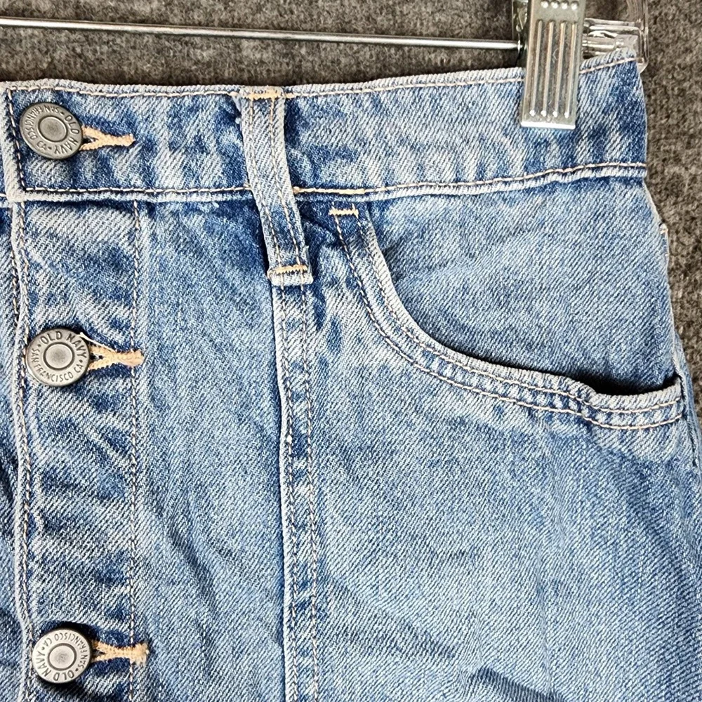 Old Navy Skirt Girls XL 14-16 Denim Mini Light Blue Button Front EUC